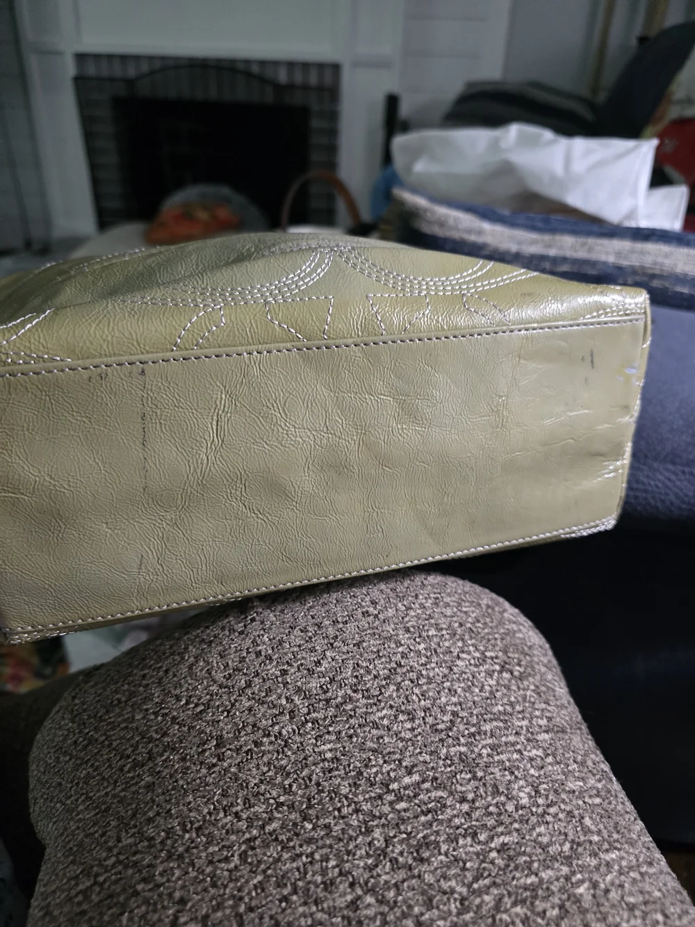 COACH Patent Leather Tote in Olive Green